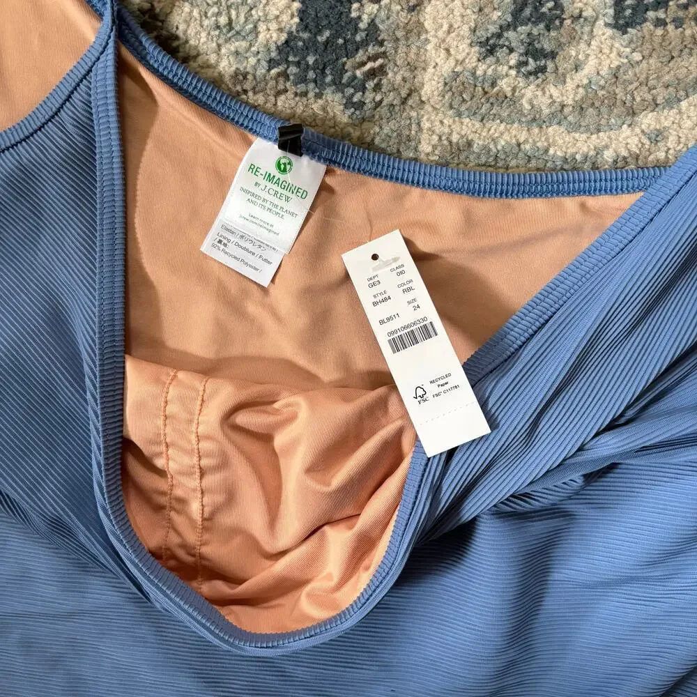 NWT J. Crew Ribbed One-Strap One-Piece Swimsuit in Retro Blue